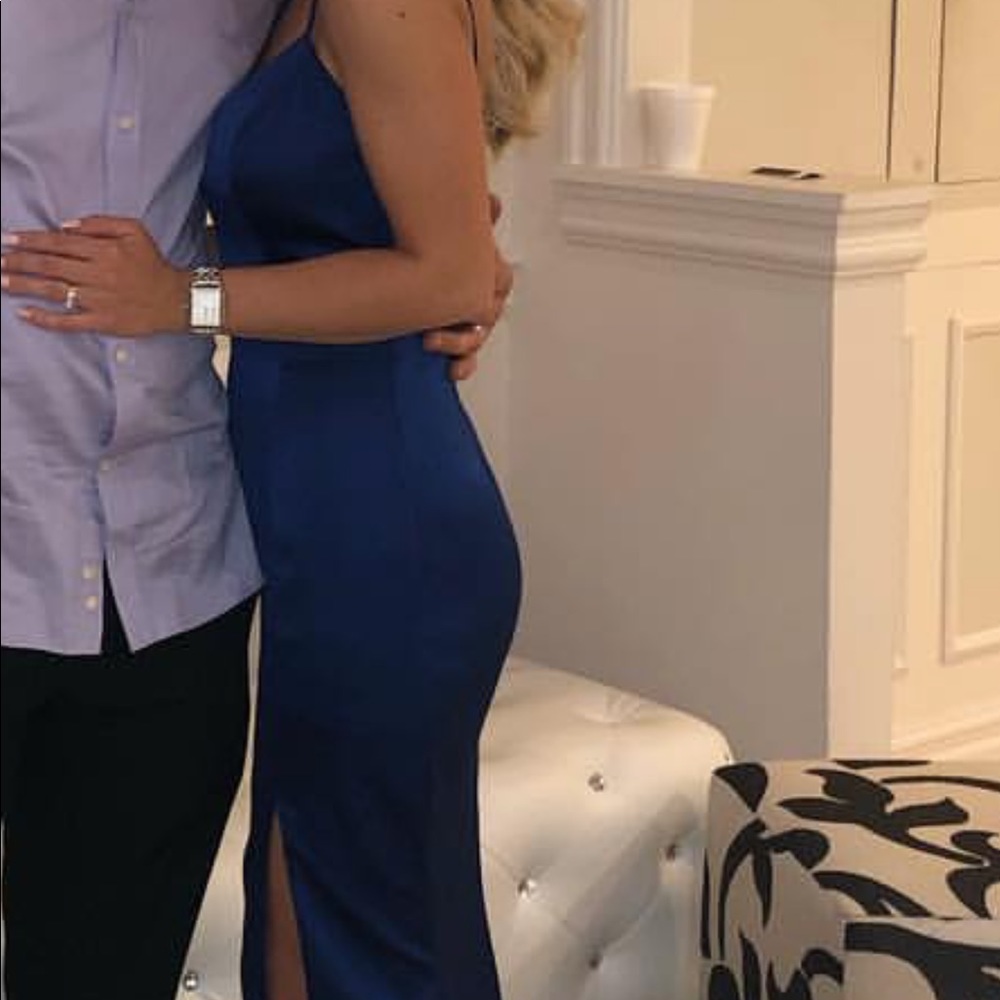 Navy formal/ evening dress, size tailored to fit a small x small, open back